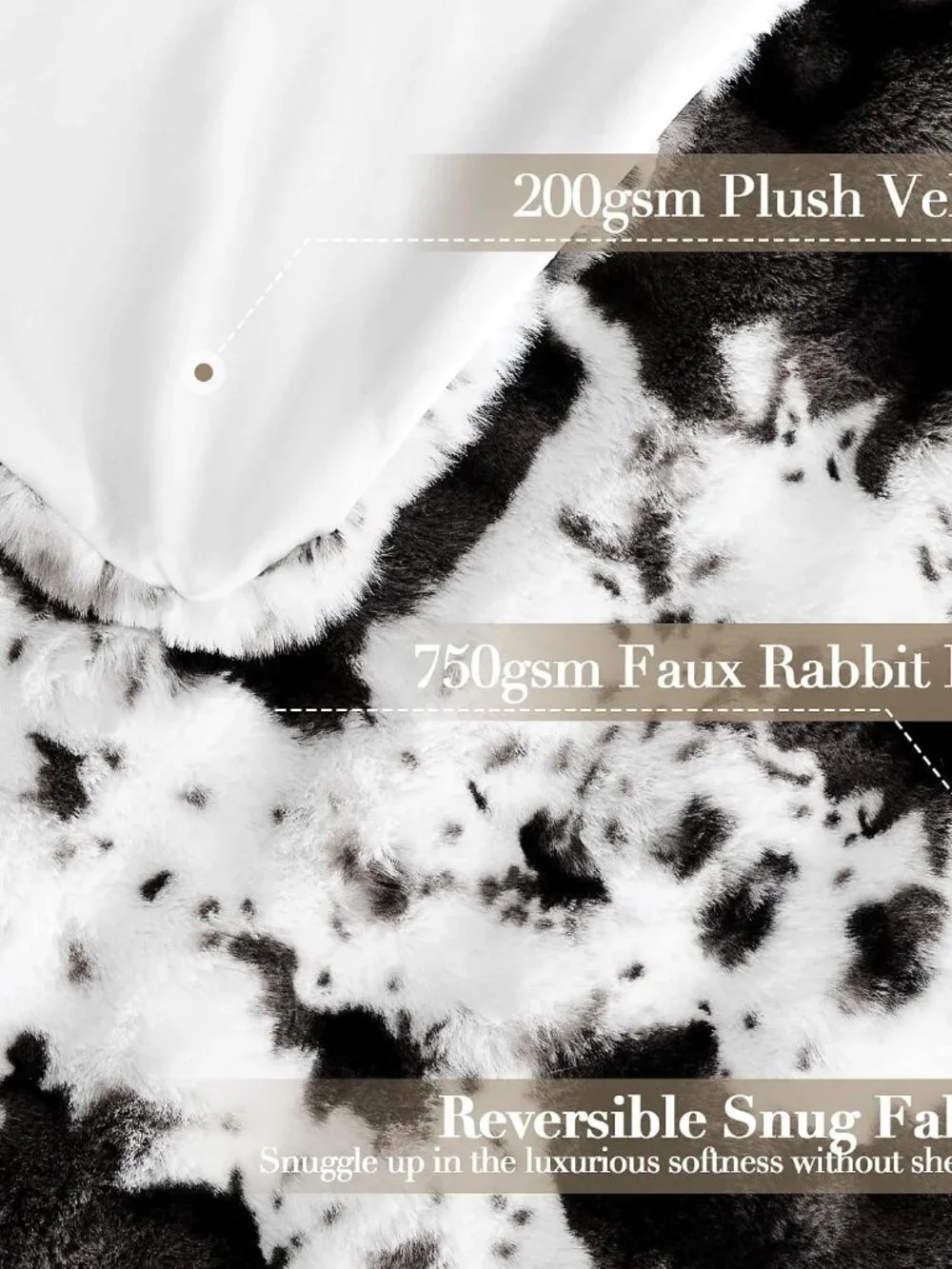 Ultra Plush Bubble Faux Rabbit Fur Blanket – 950GSM Thick Fluffy Throw Blanket f_3